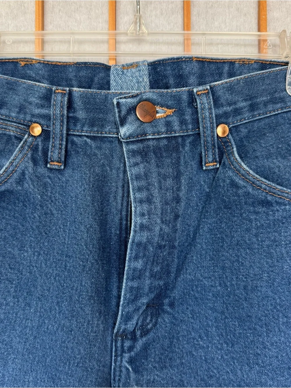 Wrangler Blue Denim Jeans with Leather Patch